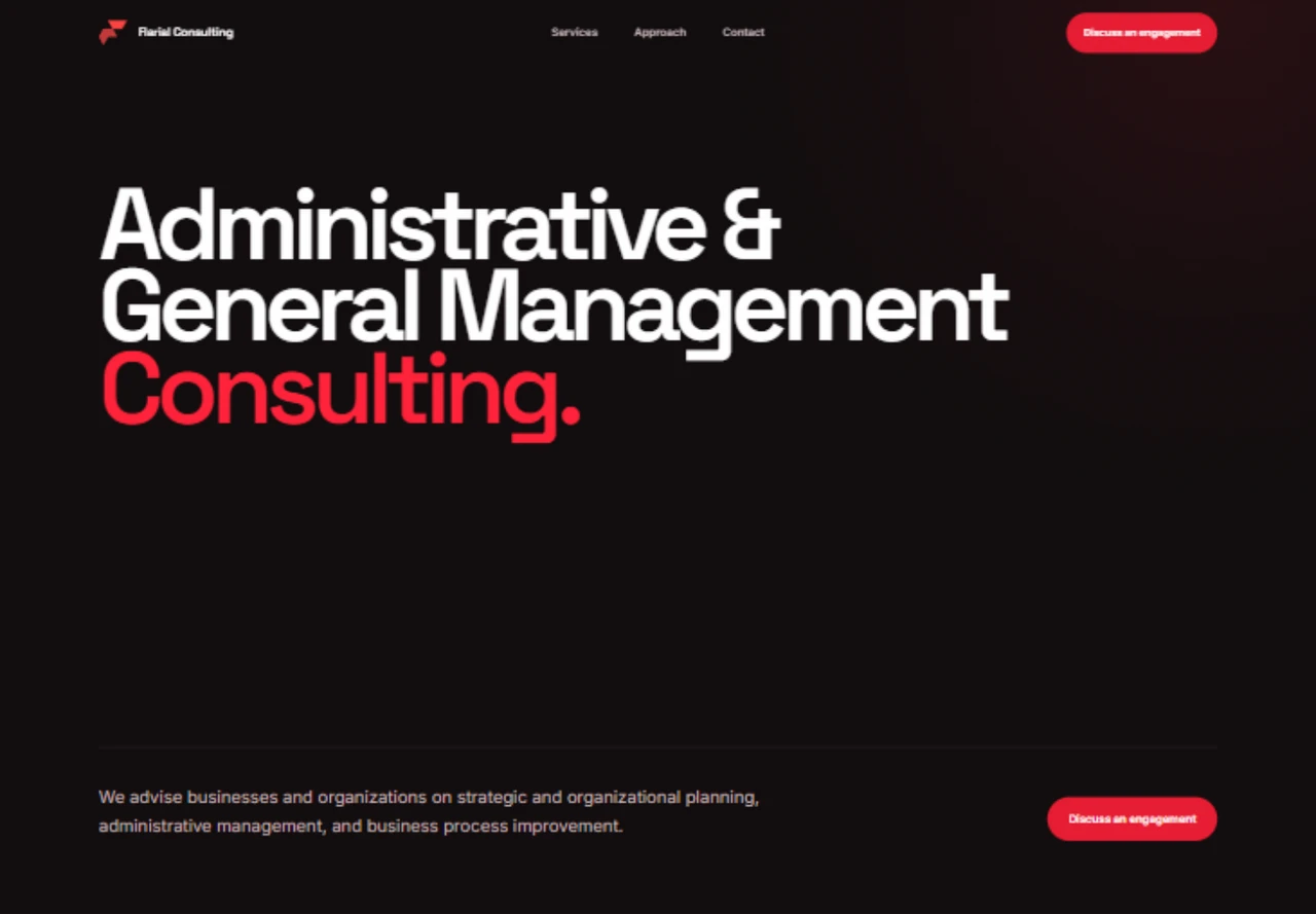 Screenshot of the Flarial Consulting website